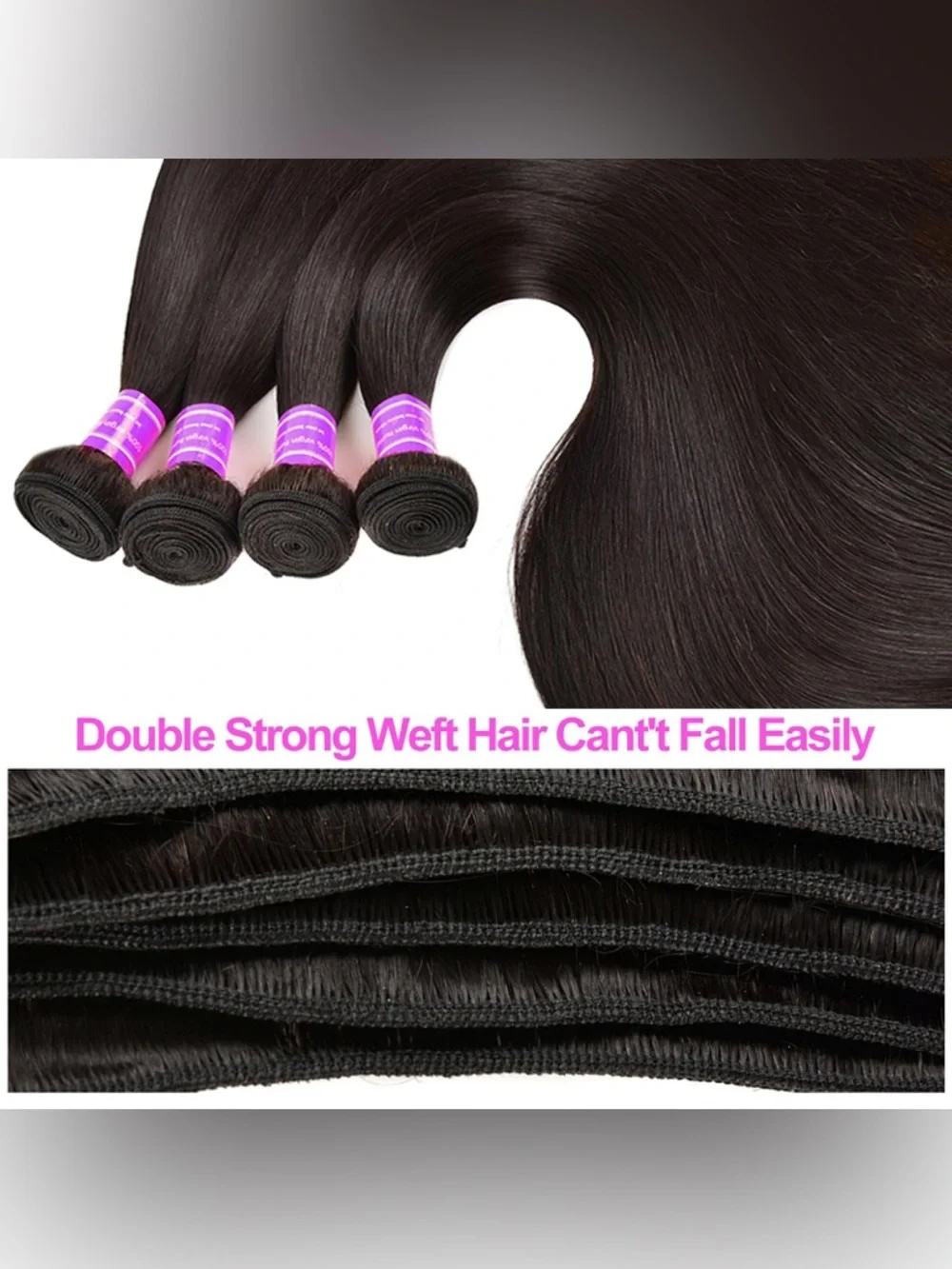 HUMAN HAIR 4 Black Straight Hair Bundles - Sleek Natural Shine